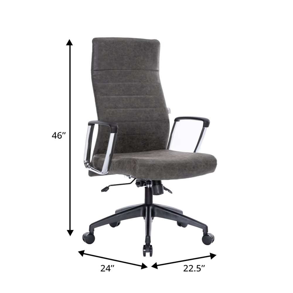 Hilton Leather Office Chair in Charcoal. Picture 16