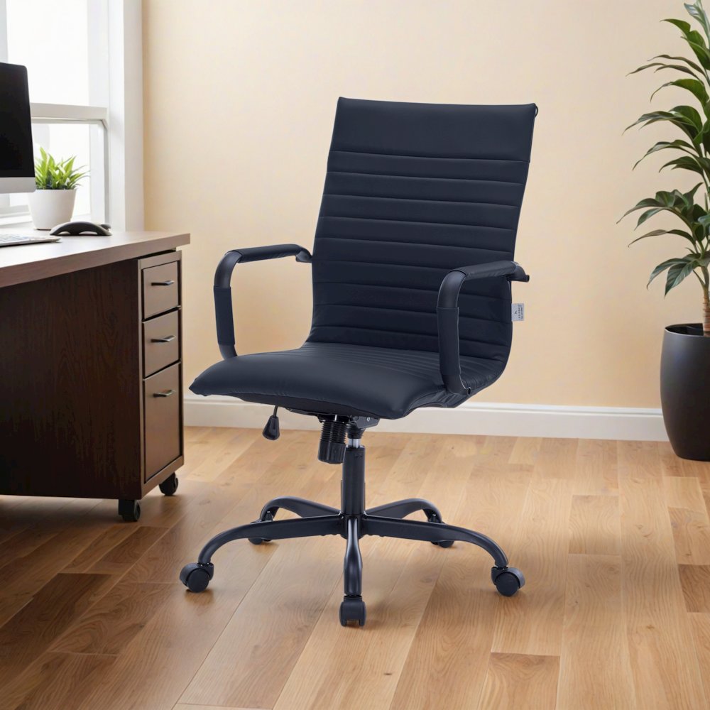 Harris Leather Home High-Back Office Chair in Black. Picture 14