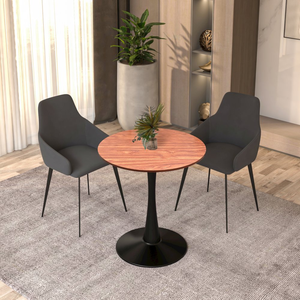 Bristol Dining table, Black Base with 27 Round Cognac Brown MDF top. Picture 7
