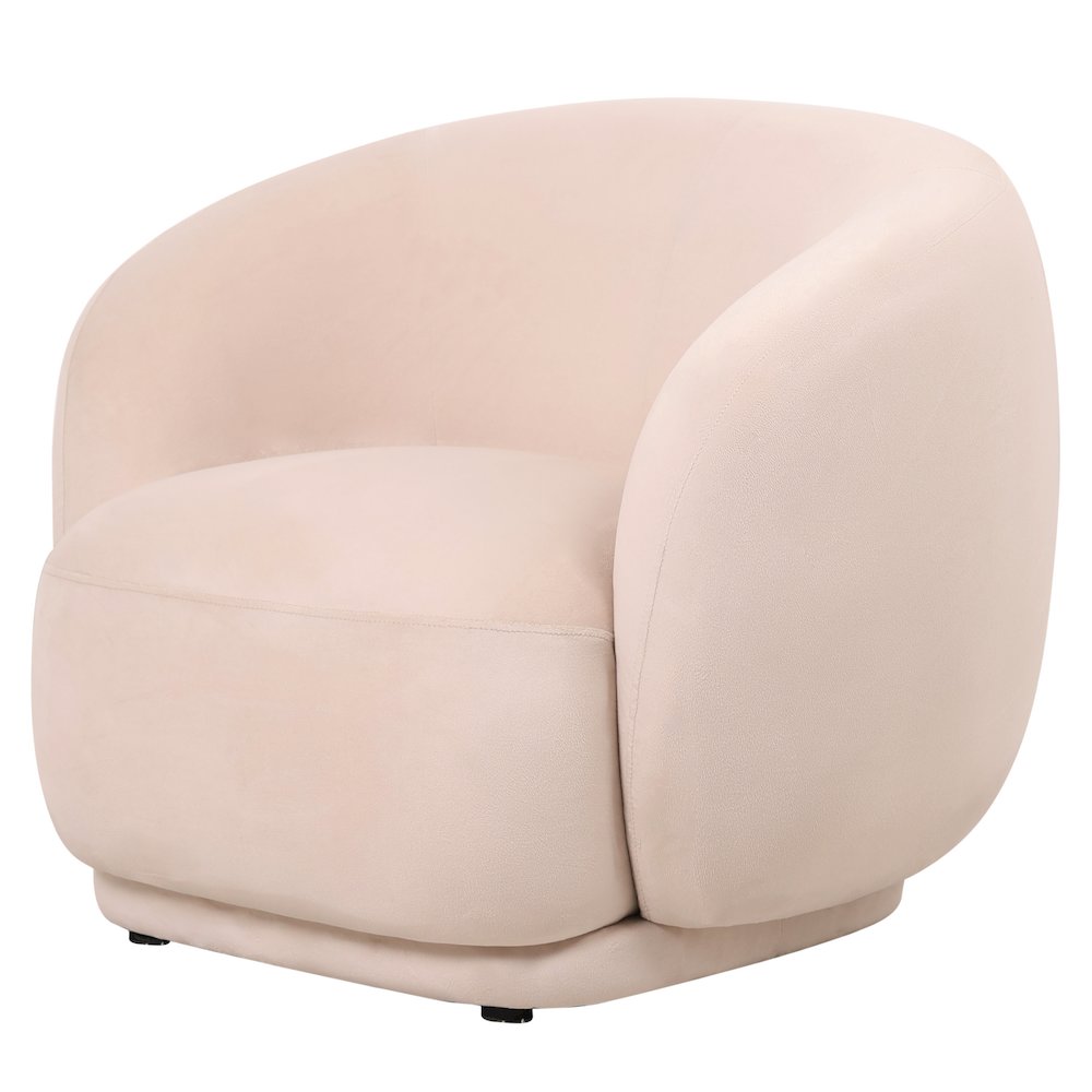 Faze Collection Modern Single Seater Sofa in Beige Velvet. Picture 1