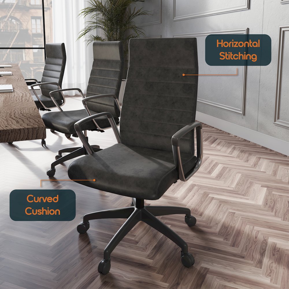 Hilton Leather Office Chair in Charcoal. Picture 5