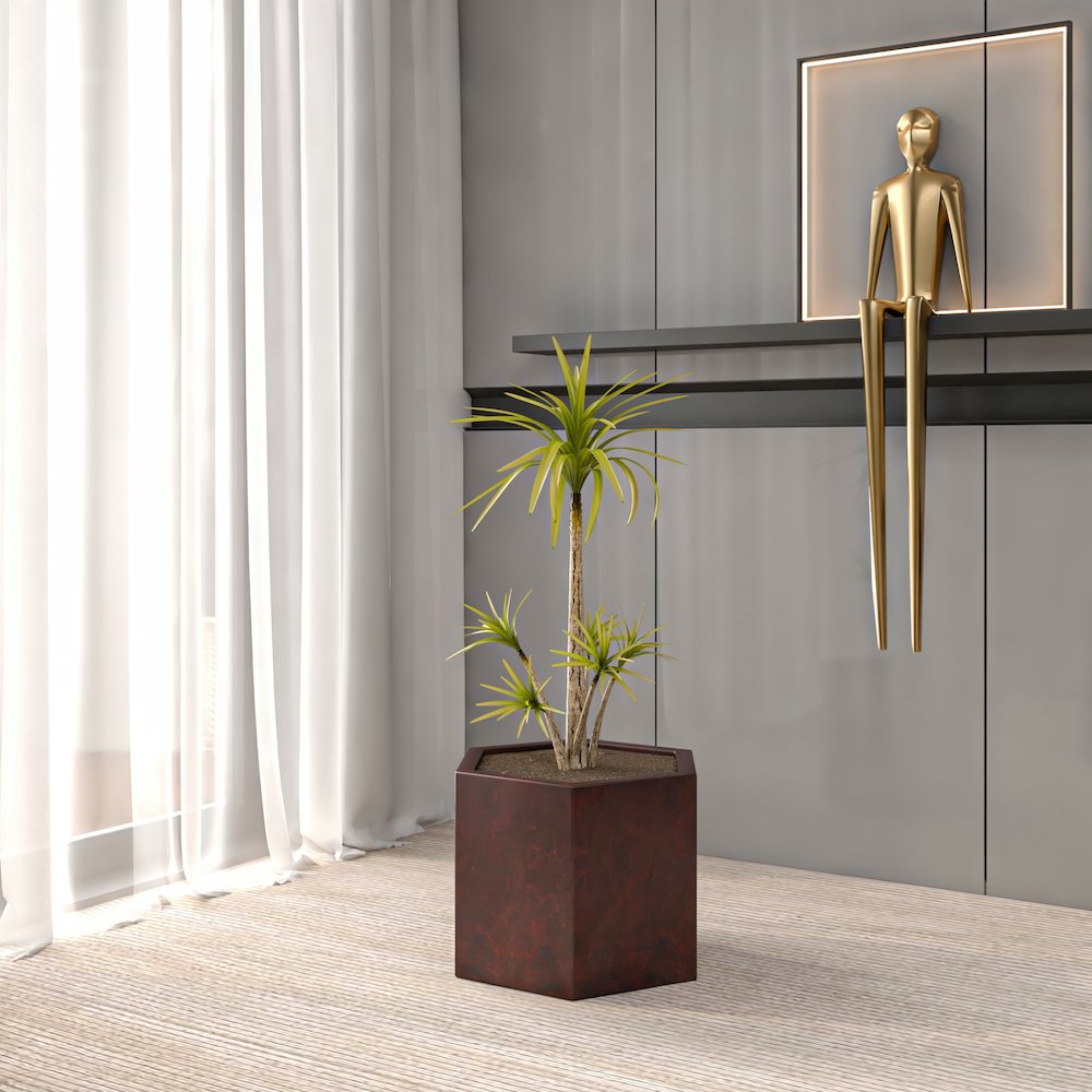Thicket Series Poly Stone Planter in Brown 11 High. Picture 10
