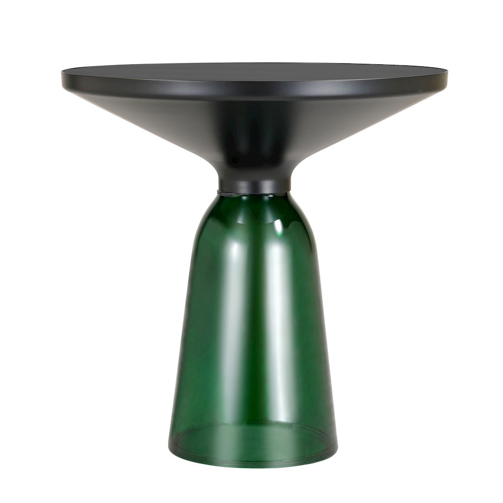 Tully Collection Glass side Table Green glass, Black Rim with Black Glass top. Picture 14