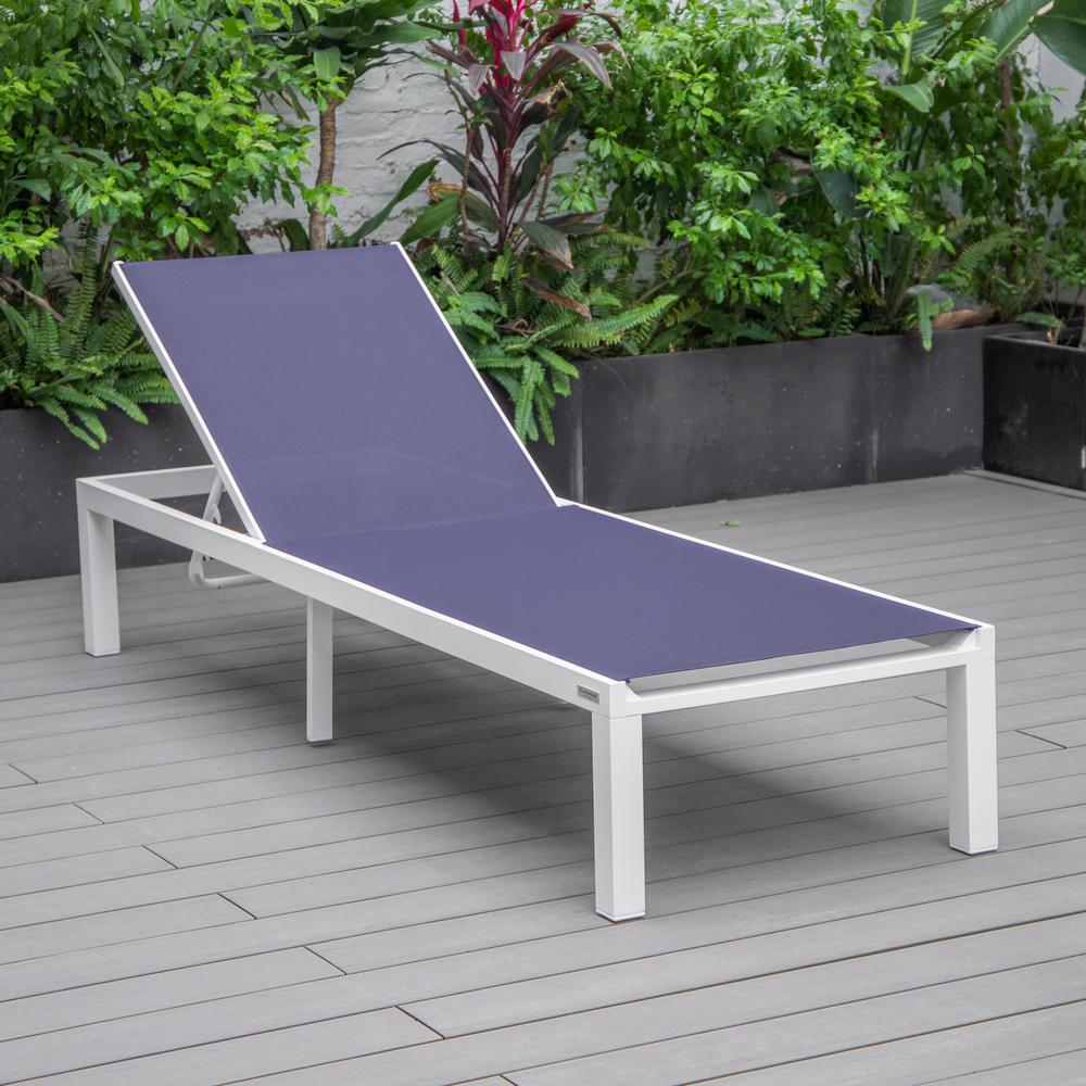 Marlin Patio Chaise Lounge Chair With White Aluminum Frame. Picture 7