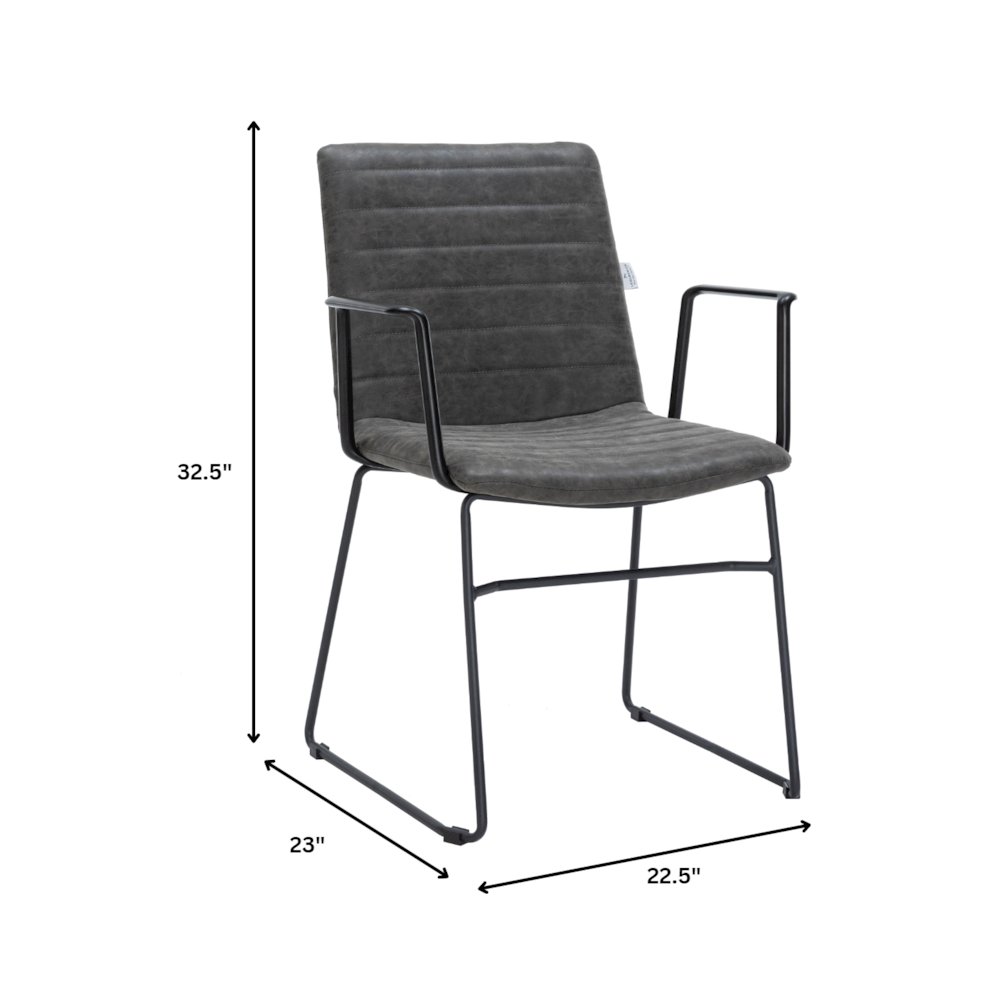 Zylar Series Office Guest Arm Chair in Charcoal Leather. Picture 1