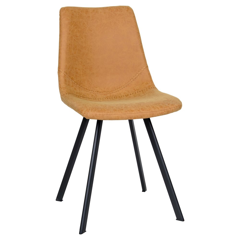 Markley Modern Leather Dining Chair With Metal Legs. Picture 3