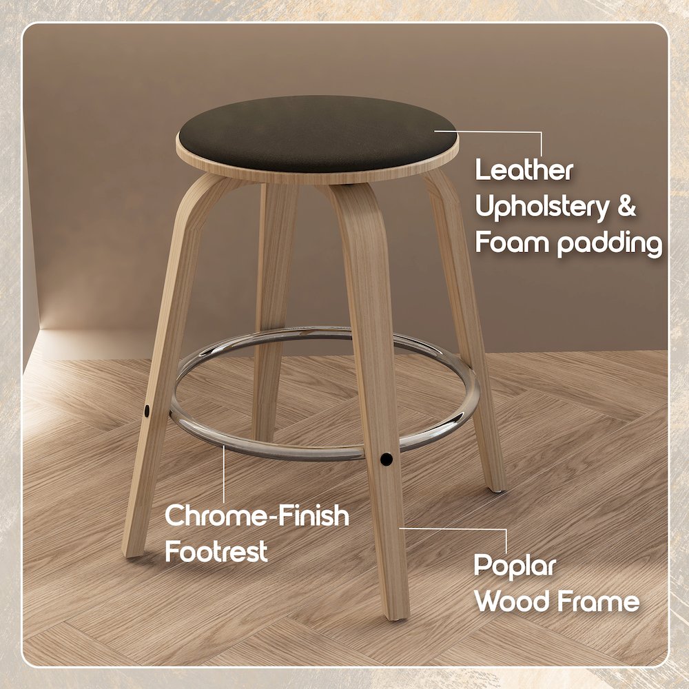 Wooden Counter Stool Pelya Collection Modern Style Washed Walnut color in Black. Picture 2