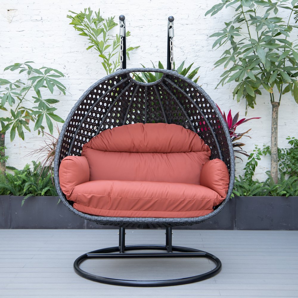 Mendoza Charcoal Wicker Hanging 2 person Egg Swing Chair. Picture 4