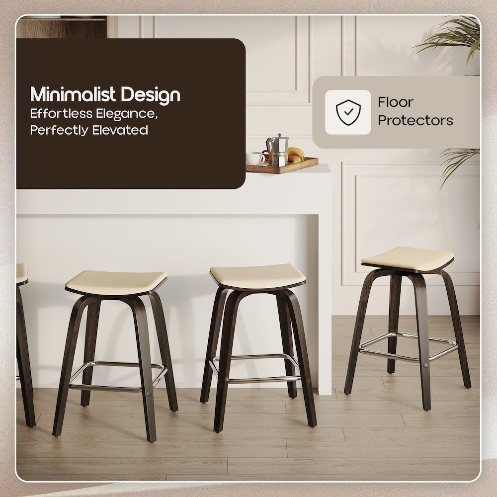 Wooden Counter Stool in Taupe. Picture 2