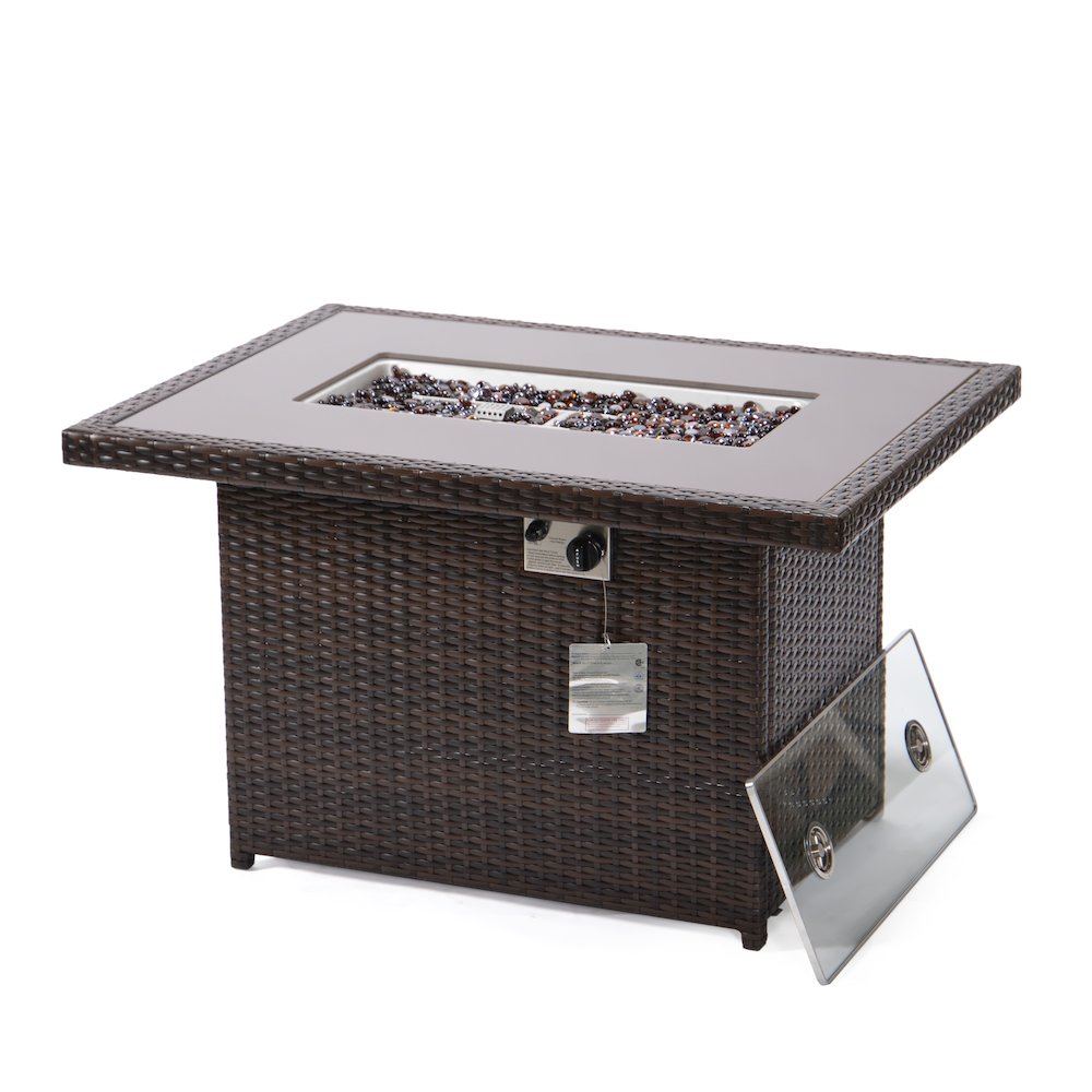 Mace Wicker Patio Modern Propane Fire Pit Table. Picture 12
