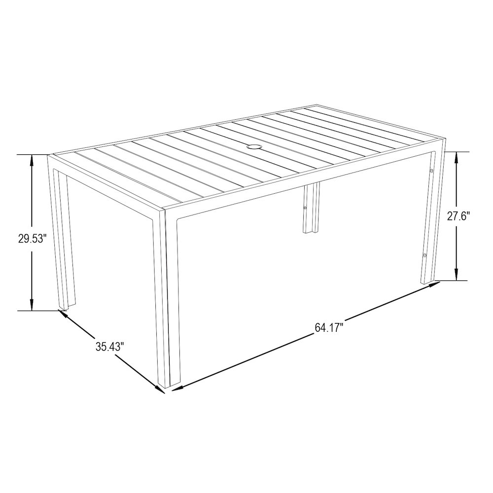 Chelsea Aluminum Outdoor 63" Dining Table in Black. Picture 14