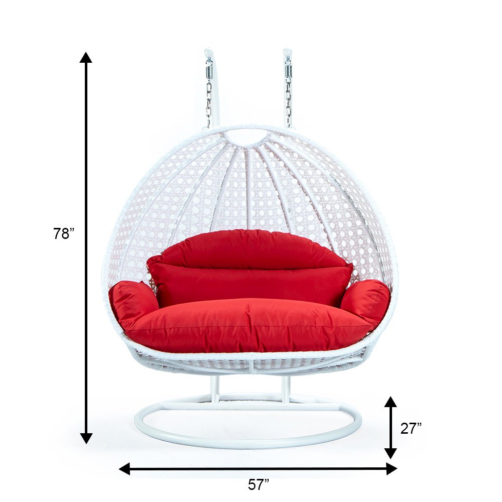 White Wicker Hanging 2 person Egg Swing Chair. Picture 12
