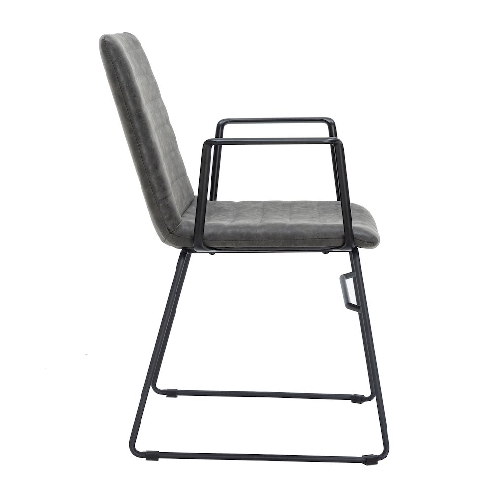 Zylar Series Office Guest Arm Chair in Charcoal Leather. Picture 15