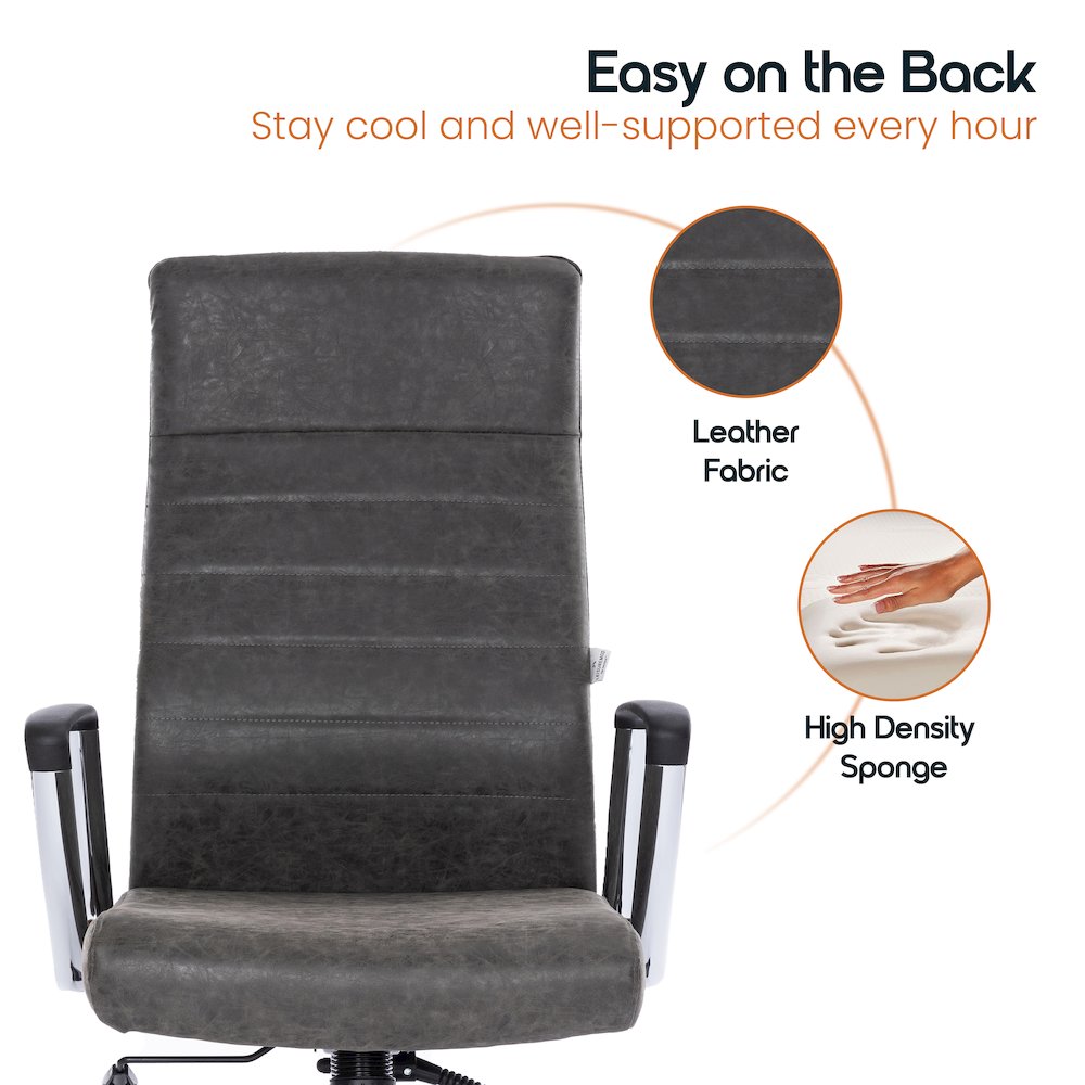Hilton Leather Office Chair in Charcoal. Picture 7