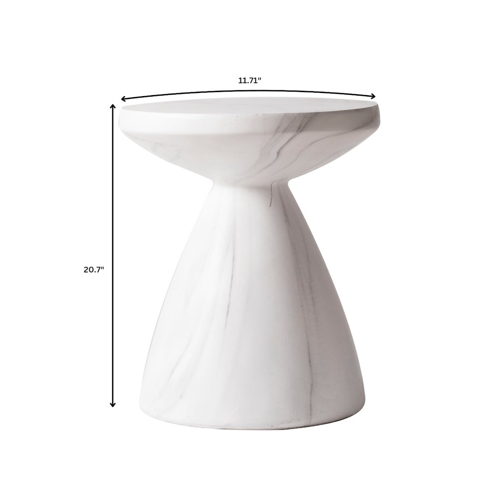 Dune Collection Fiberglass Outdoor Side Table in Marble White. Picture 18