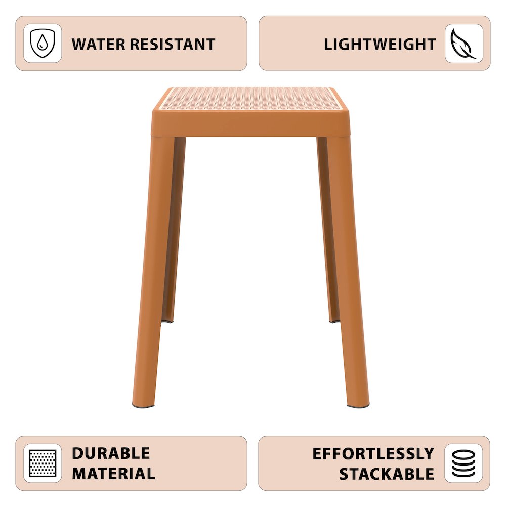 Tresse Series Stackable Poly Stool With Wicker Top 12 in Yellow. Picture 9