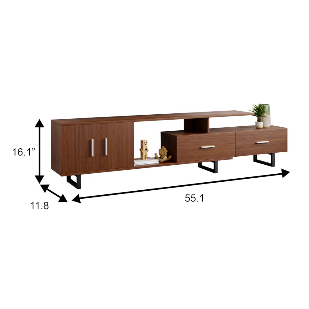 Avery Mid-Century Modern TV Stand with MDF Cabinet and Powder Coated Steel Legs. Picture 20