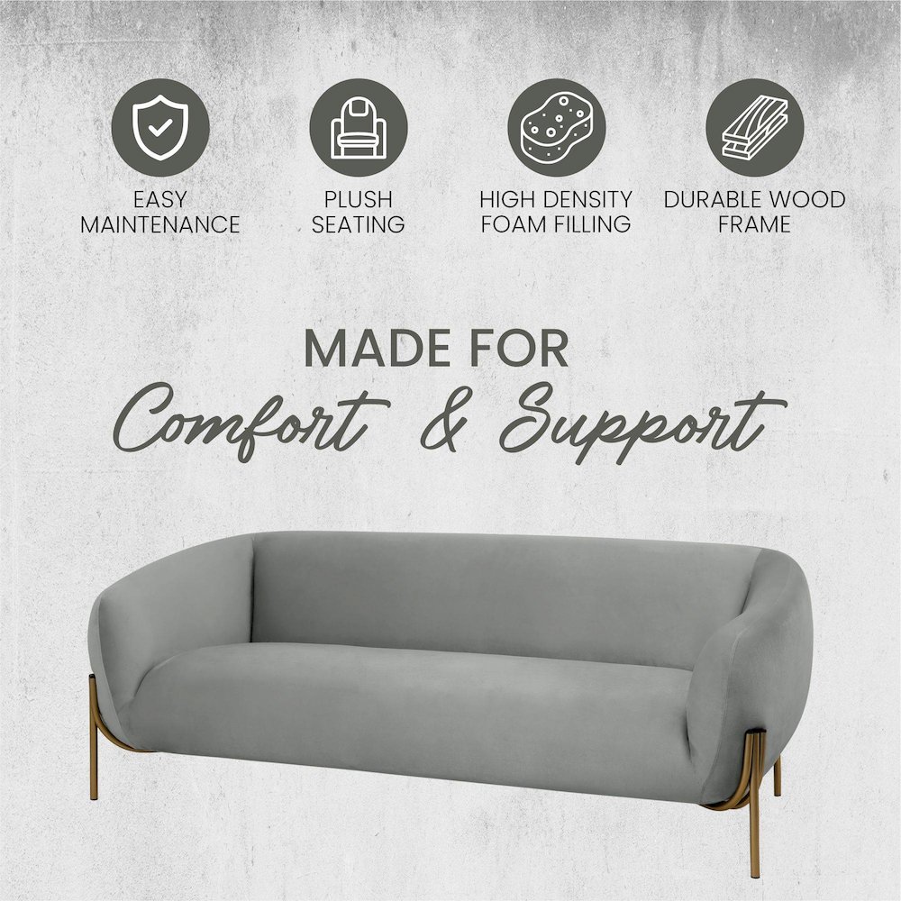 Zuno Three-Seater Sofa Upholstered in Velvet Wide Couch. Picture 4