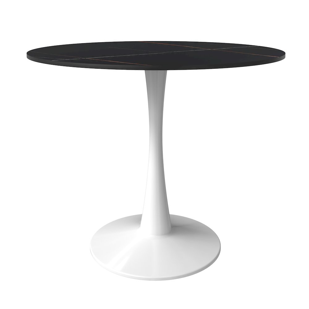 Bristol 31" round dining table White base with Black Sintered stone Top. Picture 2