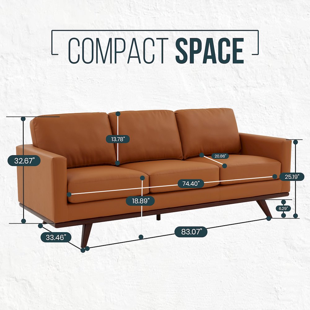 Chester Modern Leather Sofa With Birch Wood Base. Picture 5