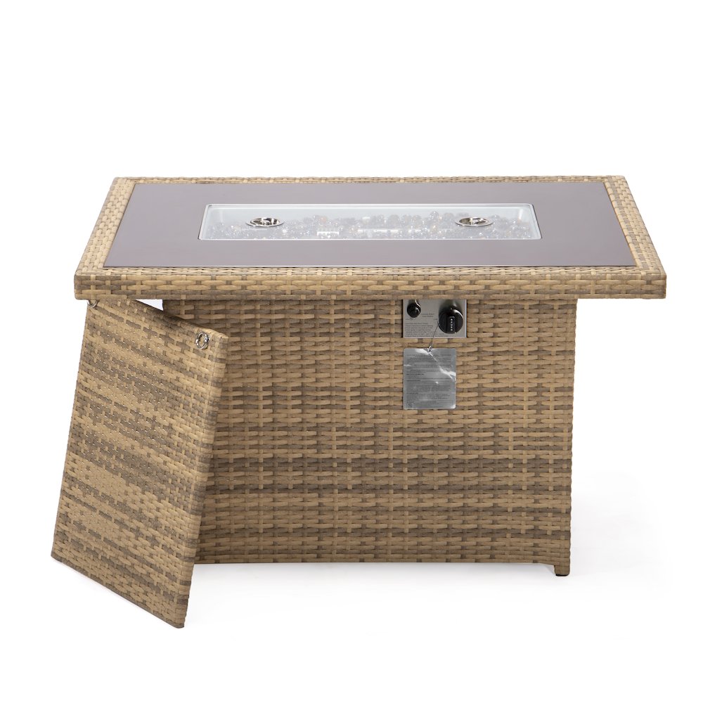 Mace Wicker Patio Modern Propane Fire Pit Table. Picture 9