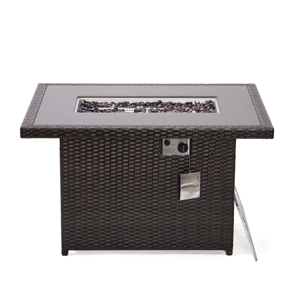 Mace Wicker Patio Modern Propane Fire Pit Table. Picture 8