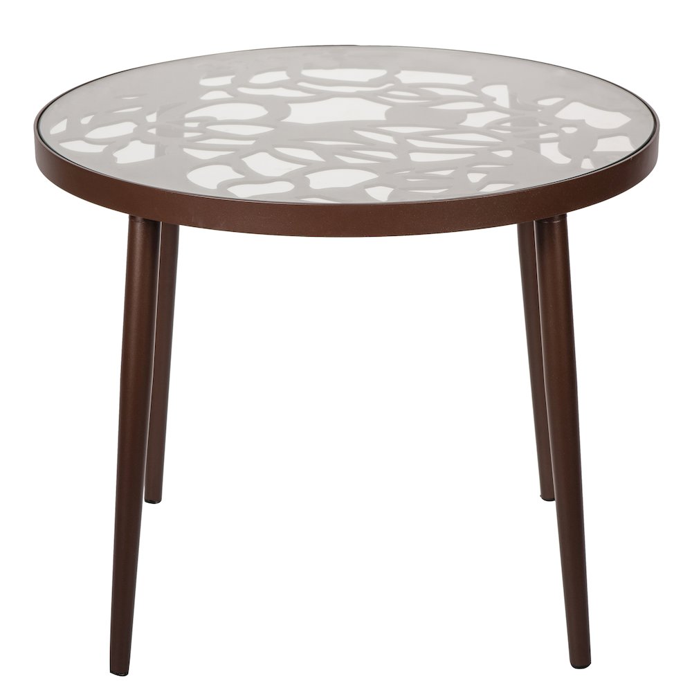 Devon Tree Design Glass Top Aluminum Base Indoor Outdoor End Table. Picture 2