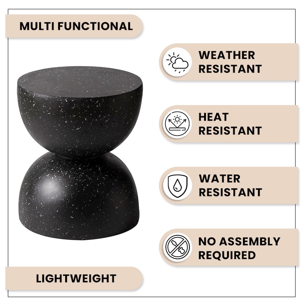 Sage Collection Fiberglass Outdoor Side Table in Black. Picture 13