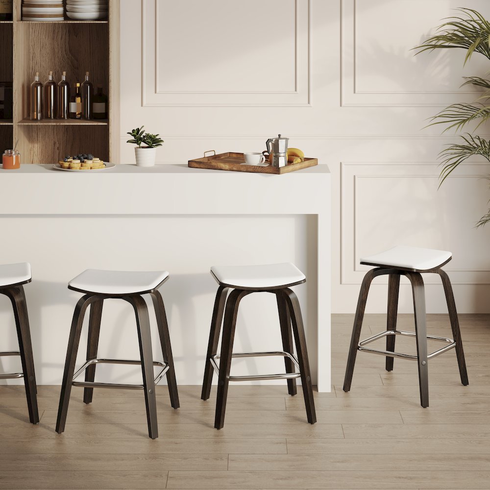 Wooden Counter Stool in White. Picture 9