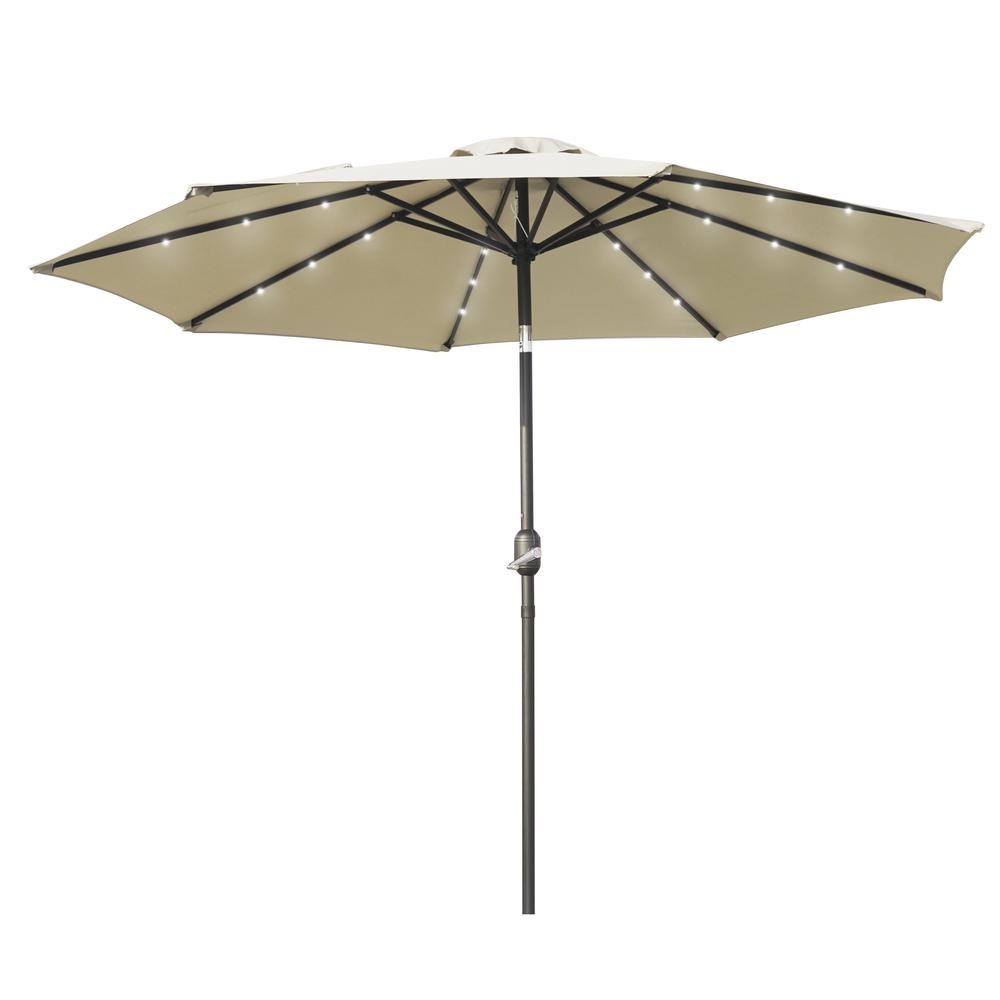 Sierra 9' Outdoor Patio Tilt Market Umbrella with Solar LED Lights. Picture 1