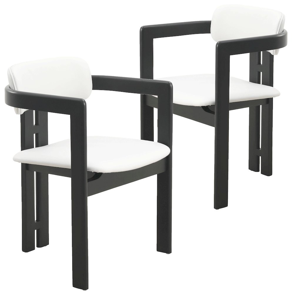 Velo Series Modern Dining Chair in Black Wood with Off White Seat. Picture 11