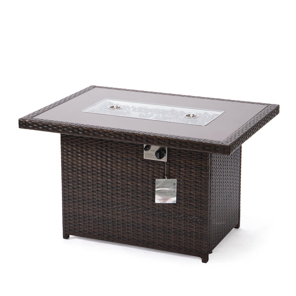 Mace Wicker Patio Modern Propane Fire Pit Table. Picture 11
