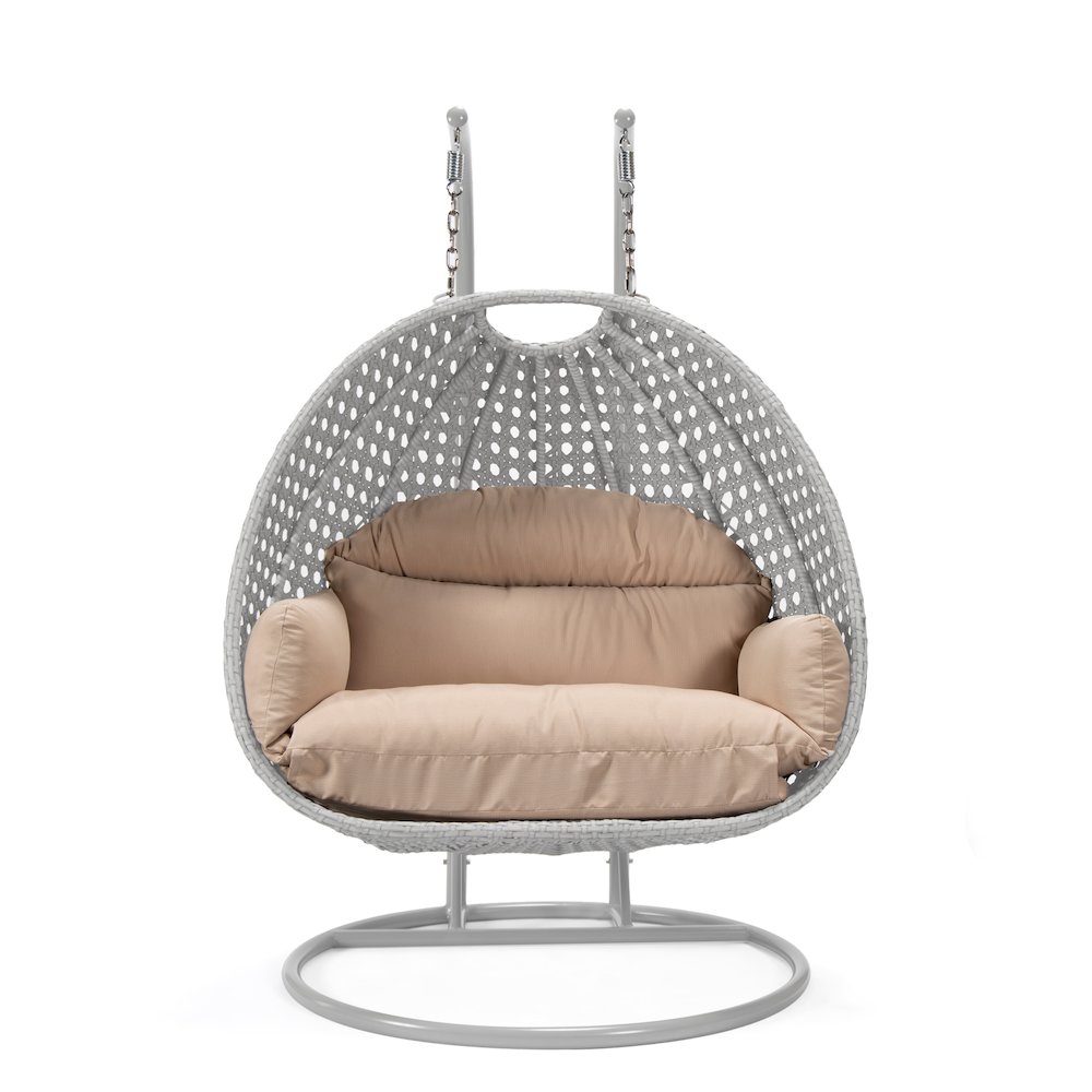 Mendoza Light Grey Wicker Hanging 2 person Egg Swing Chair. Picture 3