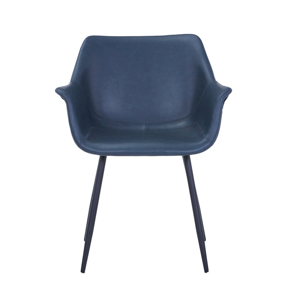 Markley Modern Leather Dining Arm Chair With Metal Legs. Picture 3