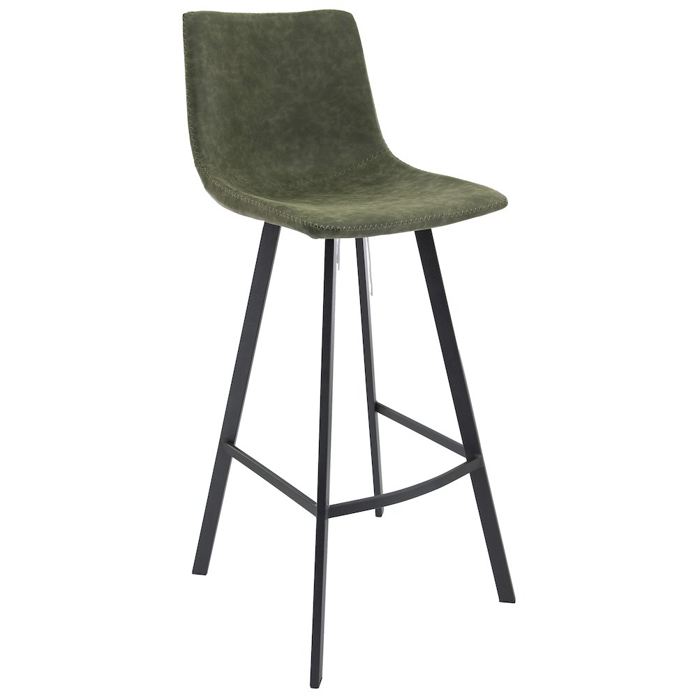Elland Modern Upholstered Leather Bar Stool With Iron Legs & Footrest. Picture 1