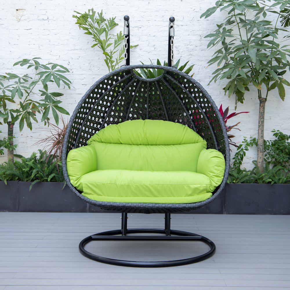 Mendoza Charcoal Wicker Hanging 2 person Egg Swing Chair. Picture 4