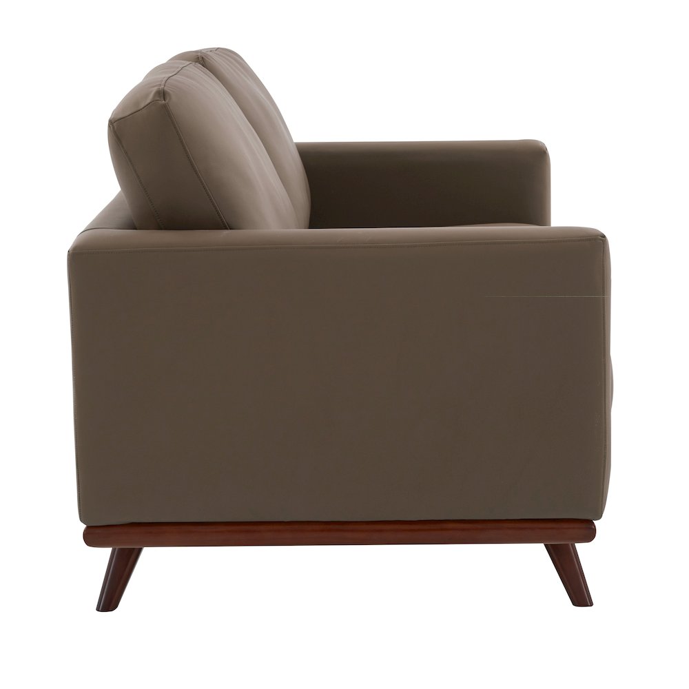 Chester Modern Faux Leather Loveseat in Taupe Leather. Picture 8