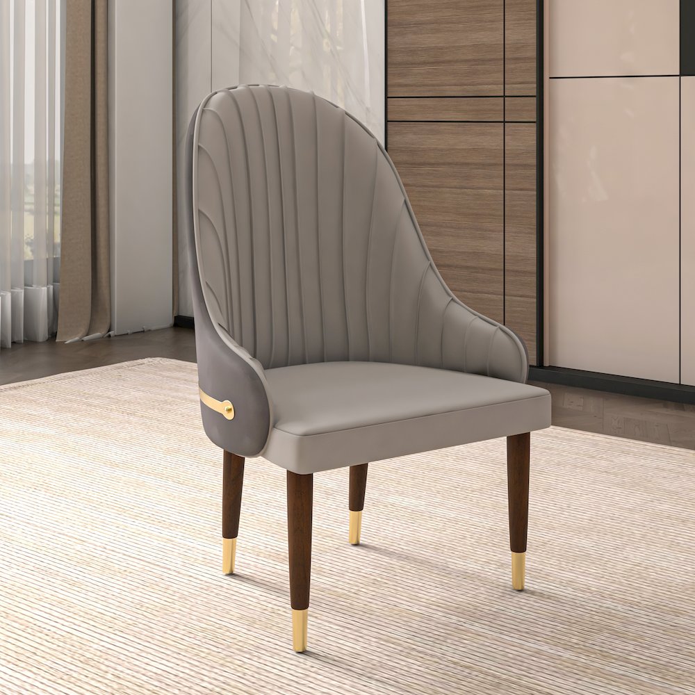 Elara Collection Wooden Dining Chair in Two-Tone Grey Set of 2. Picture 9