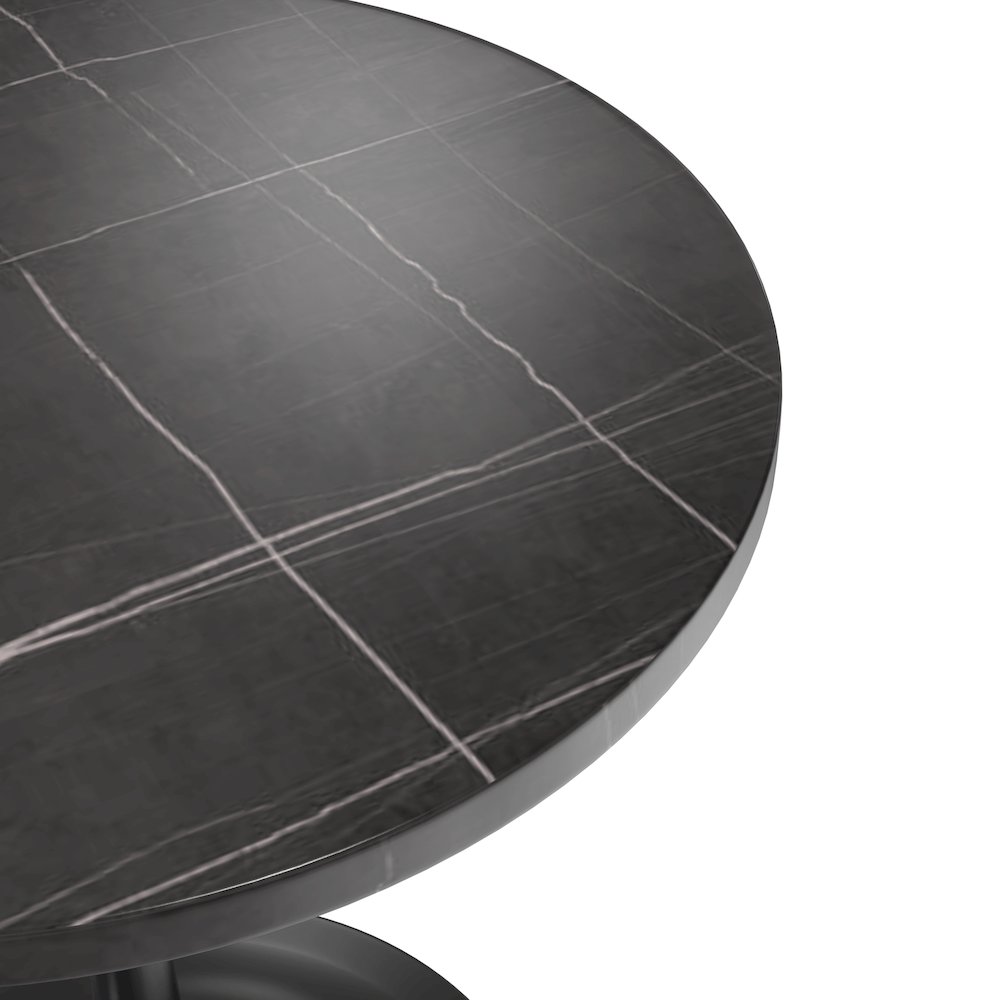 Verve Collection 27 Round Dining Table, Black Base with Sintered Stone Black Top. Picture 15