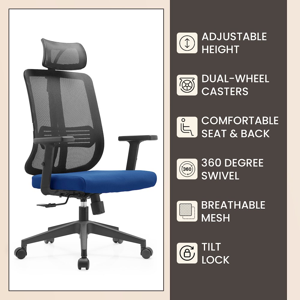 Office Nift Series Office Task Chair In Blue. Picture 8