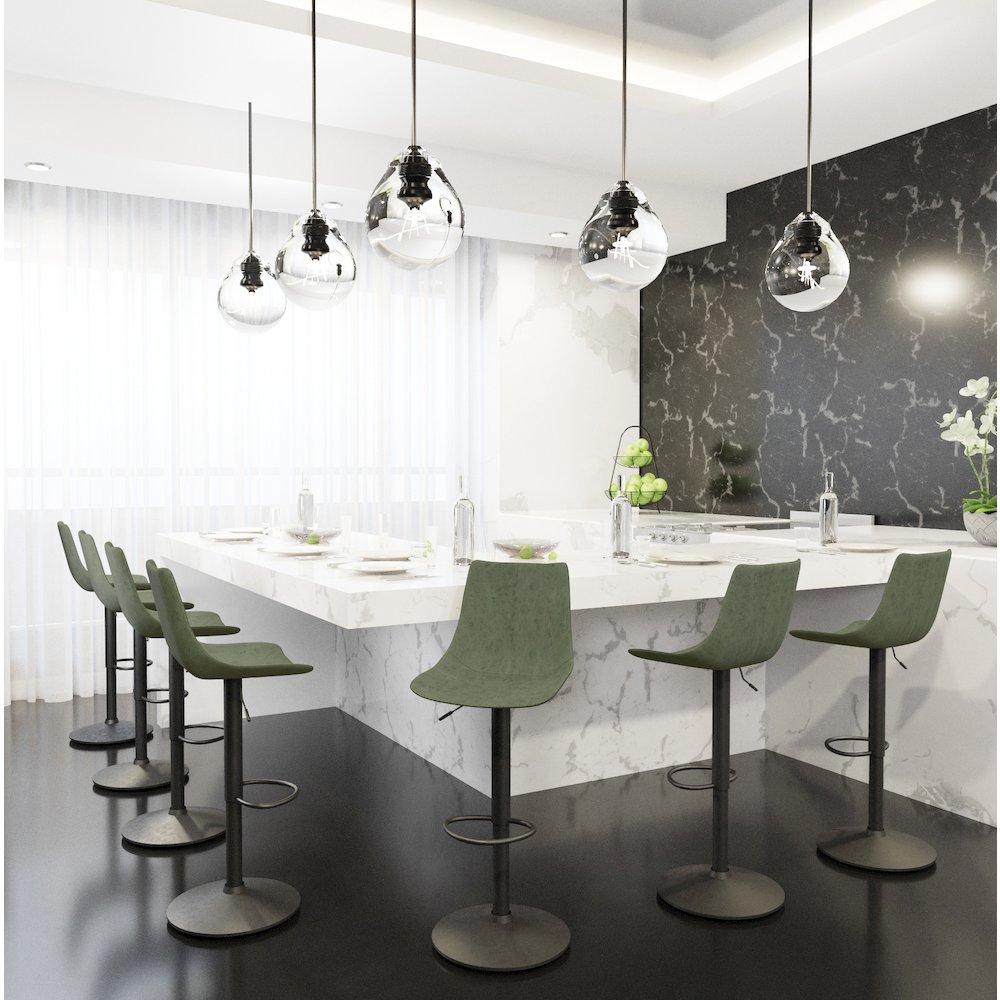 Tilbury Modern Adjustable Bar Stool in Olive Green. Picture 2