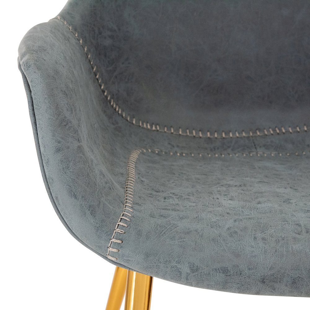 Markley Modern Leather Dining Arm Chair With Gold Metal Legs Set of 4. Picture 10