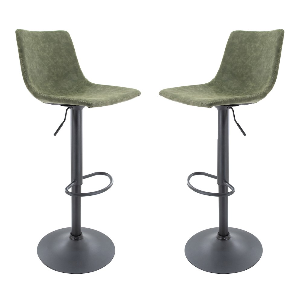 Tilbury Modern Adjustable Bar Stool in Olive Green. Picture 1