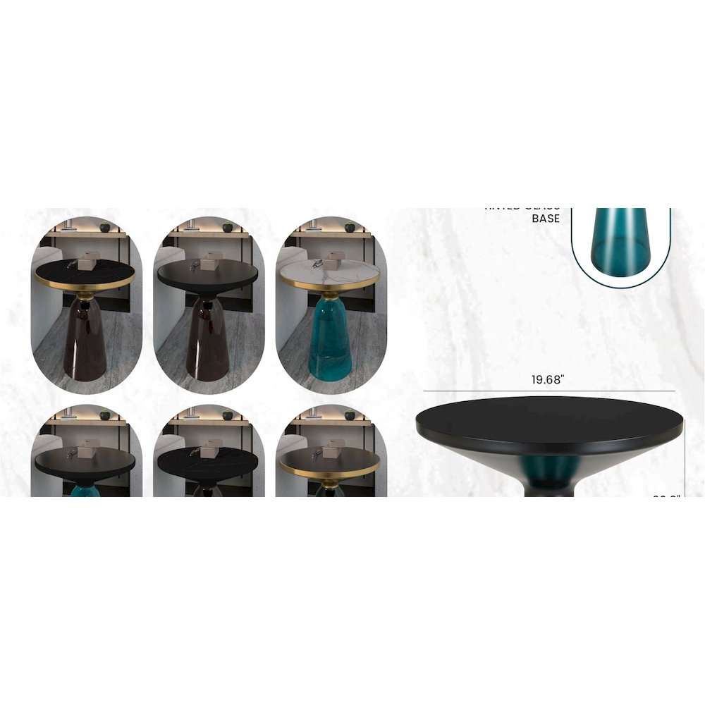 Tully Collection Glass side Table Blue glass, Black Rim with Black Glass top. Picture 25
