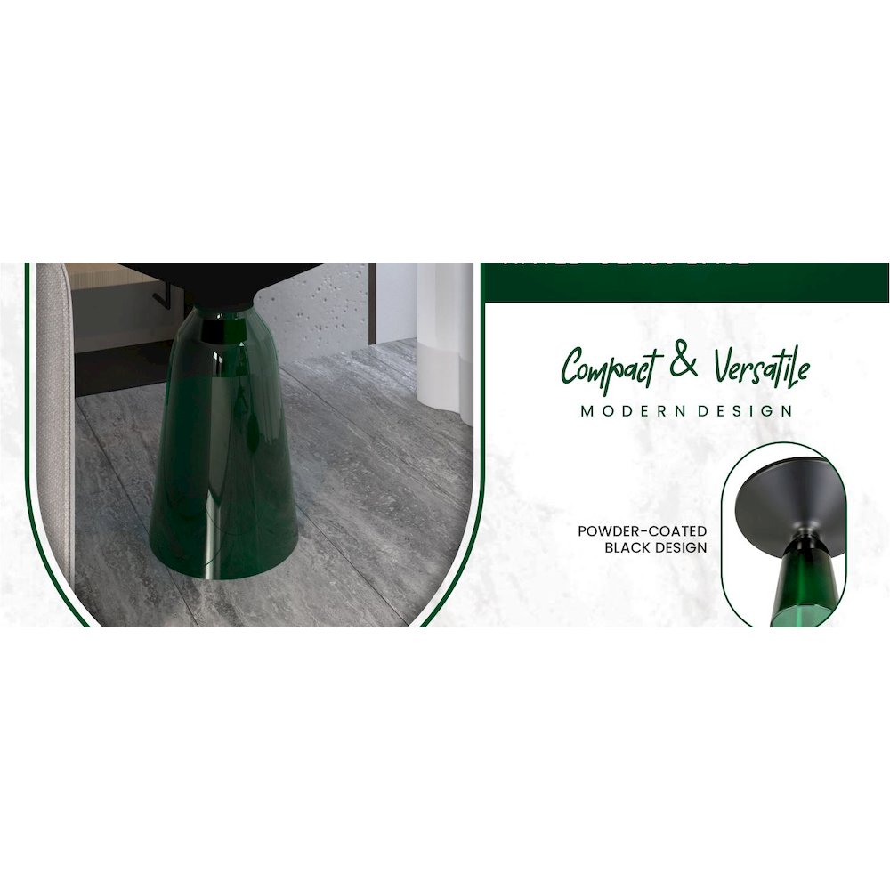 Tully Collection Glass side Table Green glass, Black Rim with Black Glass top. Picture 27