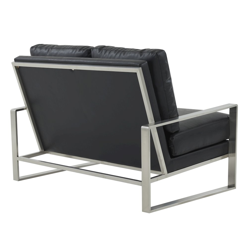 Jefferson Contemporary Modern Faux Leather Loveseat With Silver Frame. Picture 5