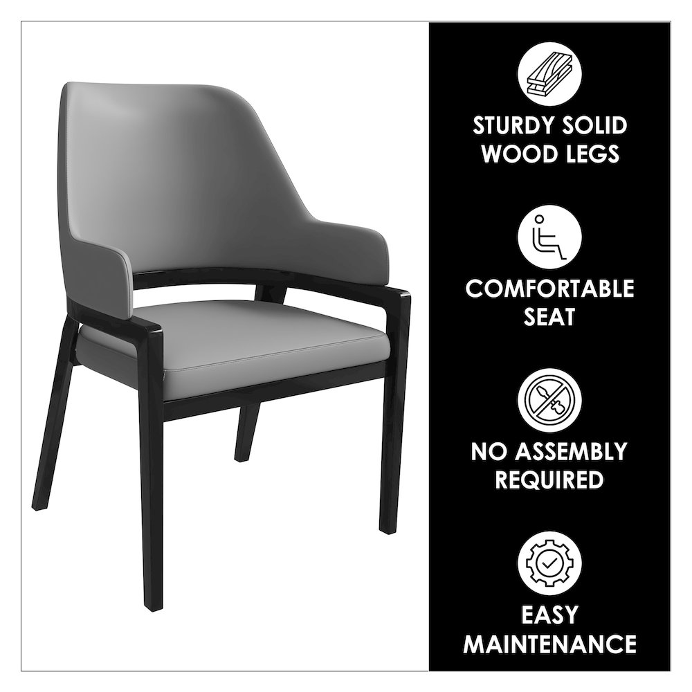 Ethora Collection Modern Wooden Dining Chair in Grey. Picture 3