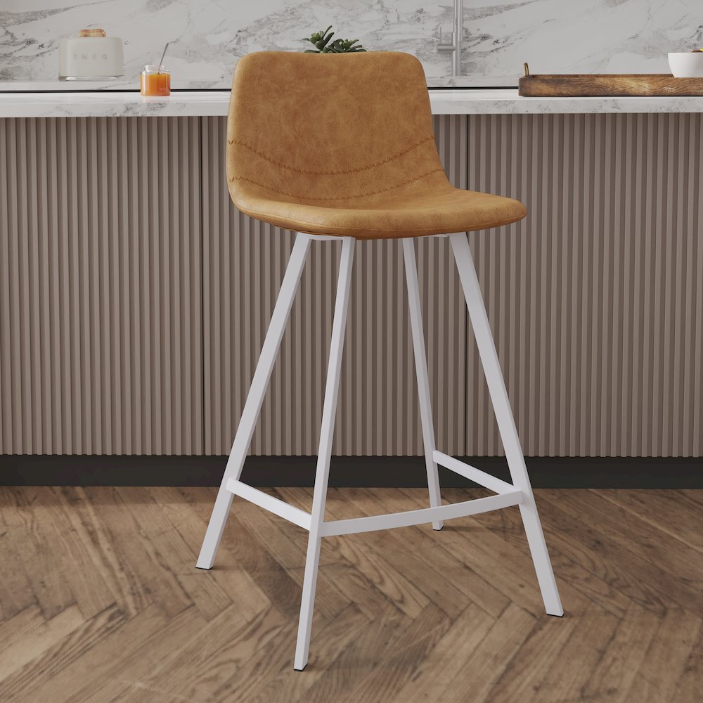 Elland - Counter stool -Light Brown-White base. Picture 2