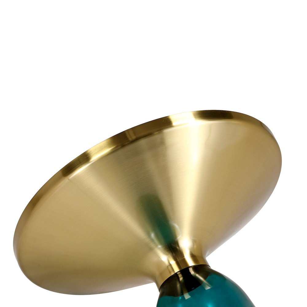 Tully Collection Glass side Table Green glass, Gold Rim with Black Glass top. Picture 1