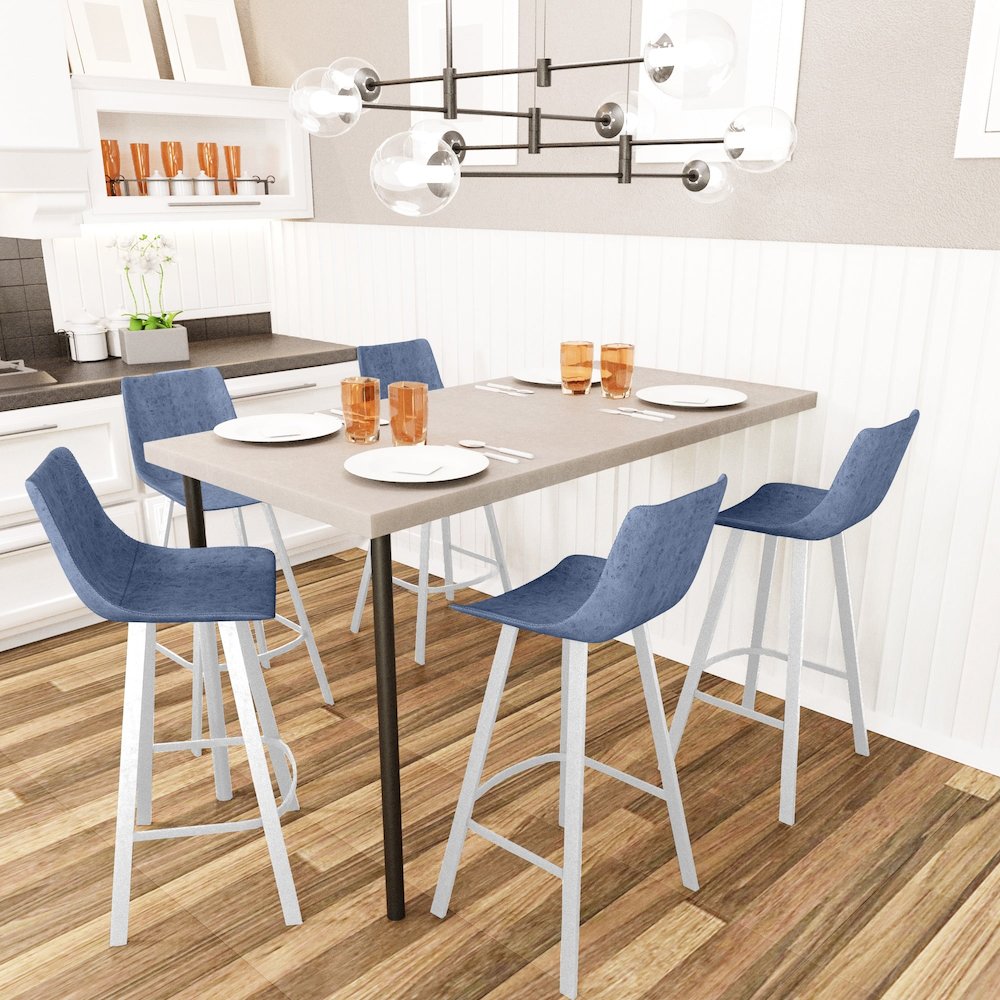 Elland - Bar stool - Peacock Blue - White Base Set of 2. Picture 8